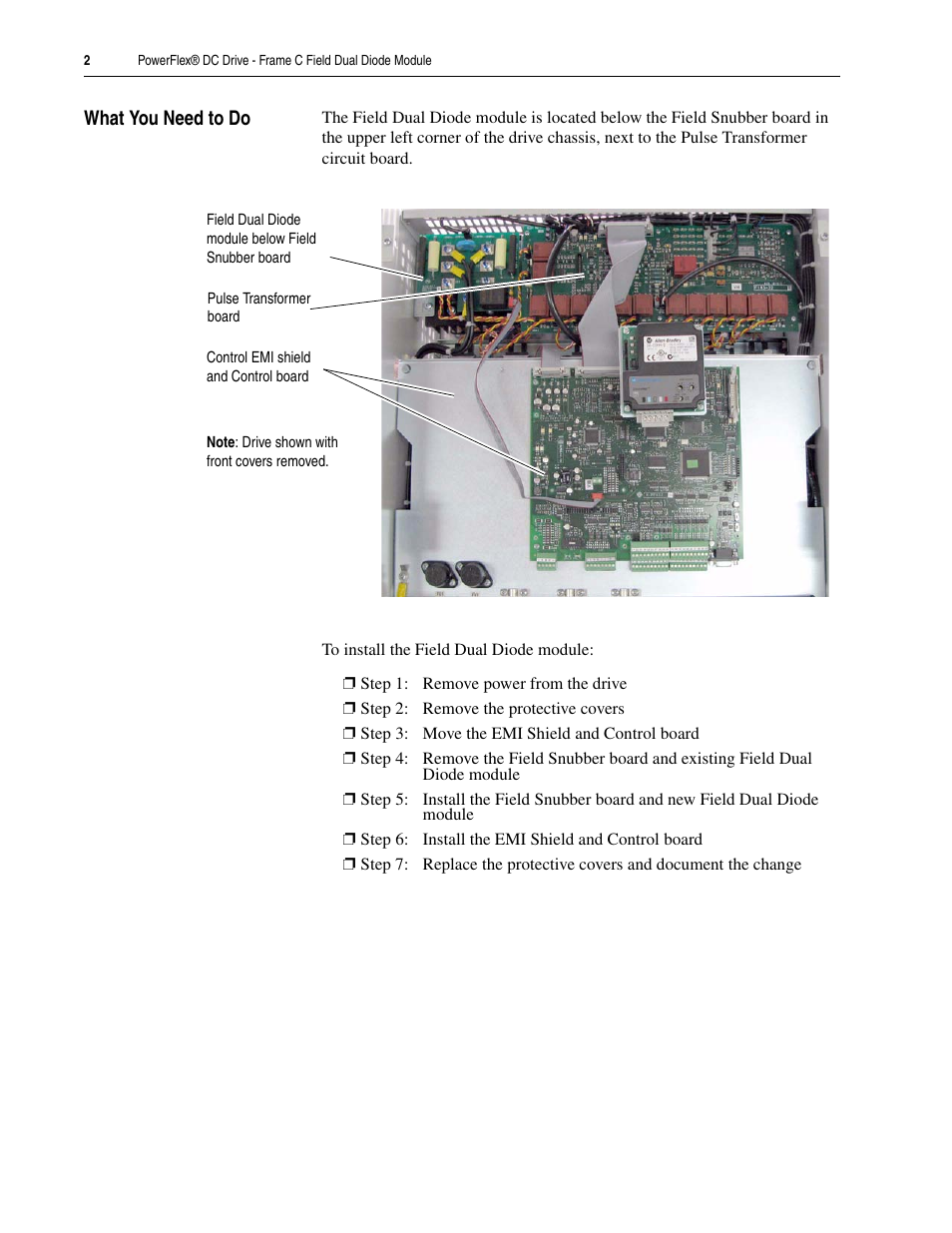 What you need to do | Rockwell Automation 20P PowerFlex DC Drive - Frame C Field Dual Diode Module User Manual | Page 2 / 10