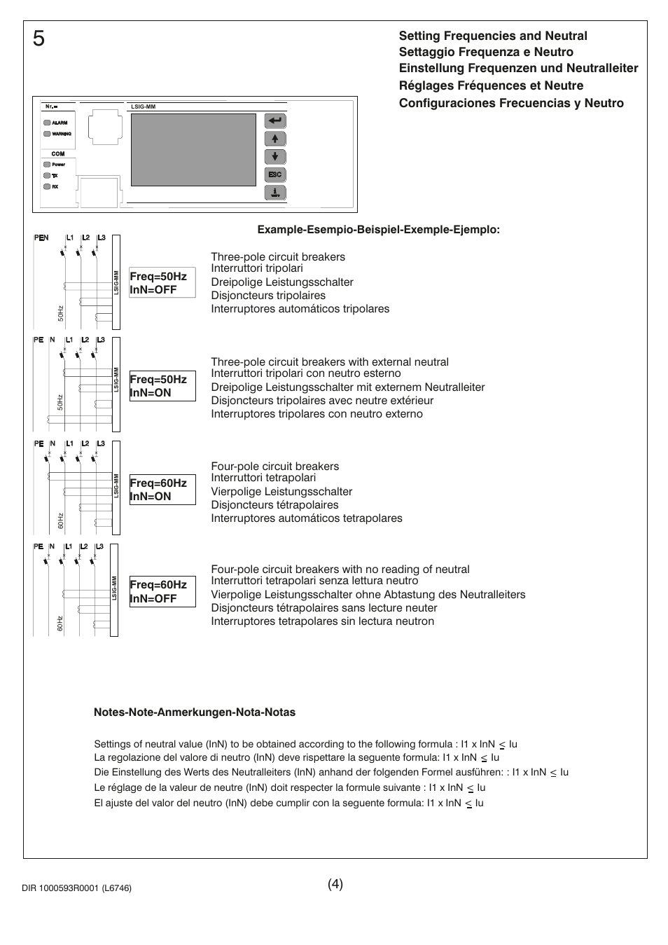 Settaggio frequenza e neutro | Rockwell Automation 140G-Nx_NSx LSIG-MM Getting Started User Manual | Page 4 / 6