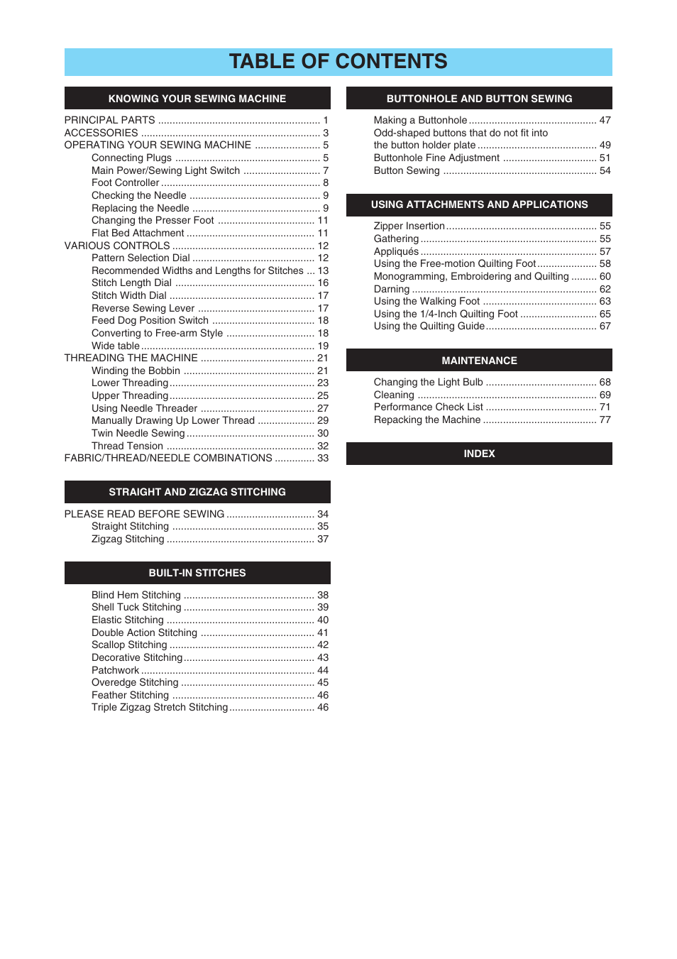 Brother Sewing Manching User Manual | Page 7 / 90