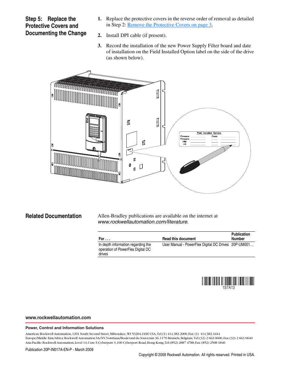 Related documentation, Pub. no. - date | Rockwell Automation 20P PowerFlex DC Drive - Frame C Power Supply Filter Circuit Board User Manual | Page 8 / 8