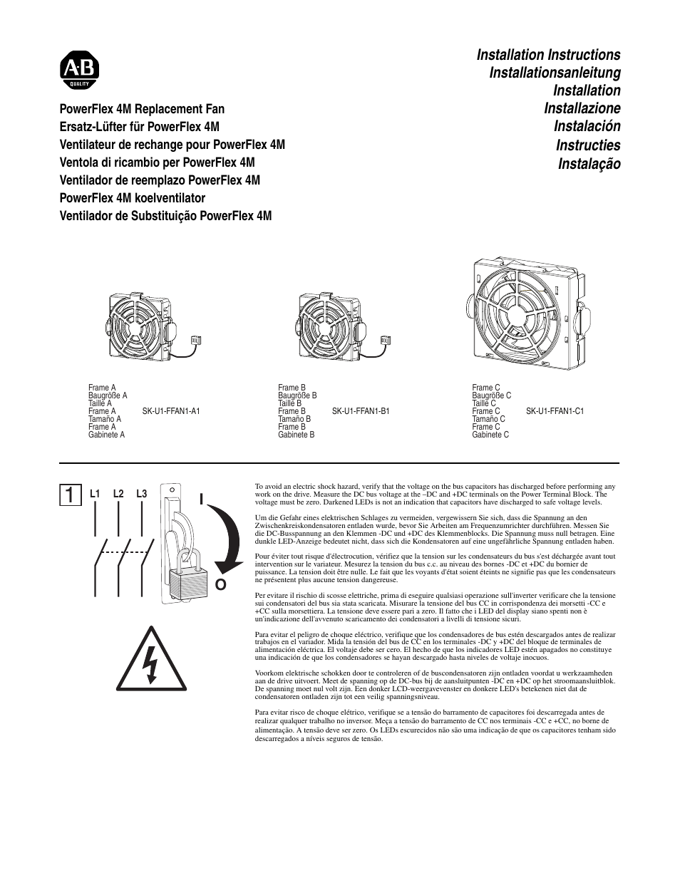 Rockwell Automation 22F PowerFlex 4M Replacement Fan User Manual | 2 pages