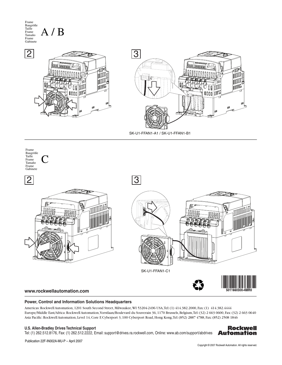 A / b | Rockwell Automation 22F PowerFlex 4M Replacement Fan User Manual | Page 2 / 2