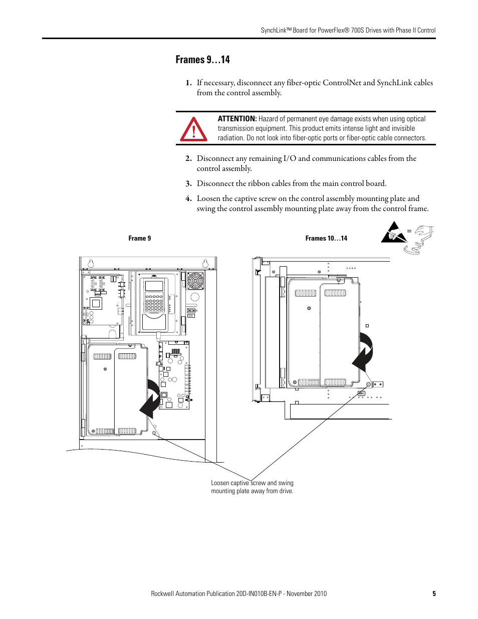 Frames 9…14 | Rockwell Automation 20D-P2-SLBO PowerFlex 700S Drive Phase II Control SynchLink Board User Manual | Page 5 / 12