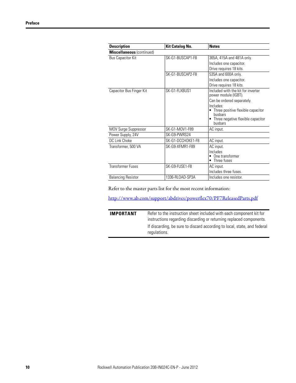 Rockwell Automation 20B PowerFlex 700 Drive Components Replacement - Frame 8 User Manual | Page 10 / 76