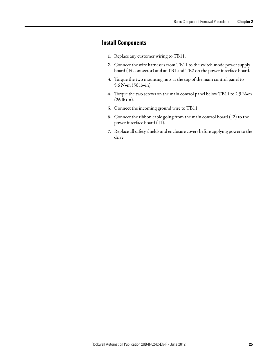 Install components | Rockwell Automation 20B PowerFlex 700 Drive Components Replacement - Frame 8 User Manual | Page 25 / 76