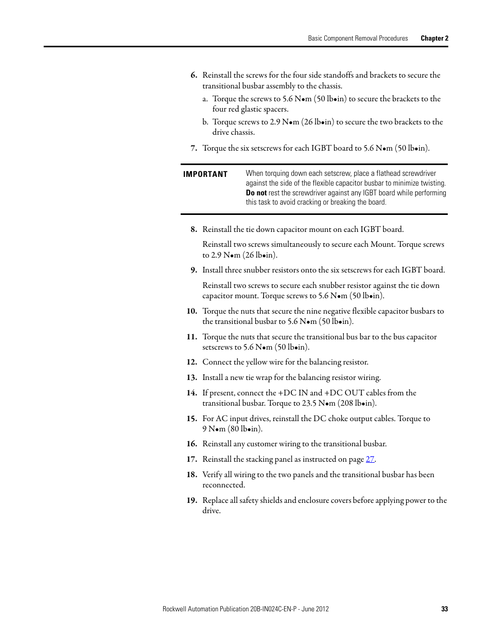 Rockwell Automation 20B PowerFlex 700 Drive Components Replacement - Frame 8 User Manual | Page 33 / 76