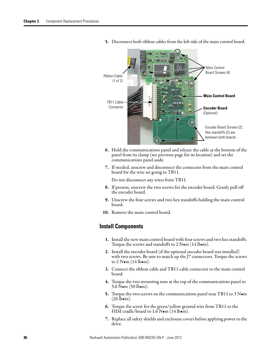 Install components | Rockwell Automation 20B PowerFlex 700 Drive Components Replacement - Frame 8 User Manual | Page 36 / 76