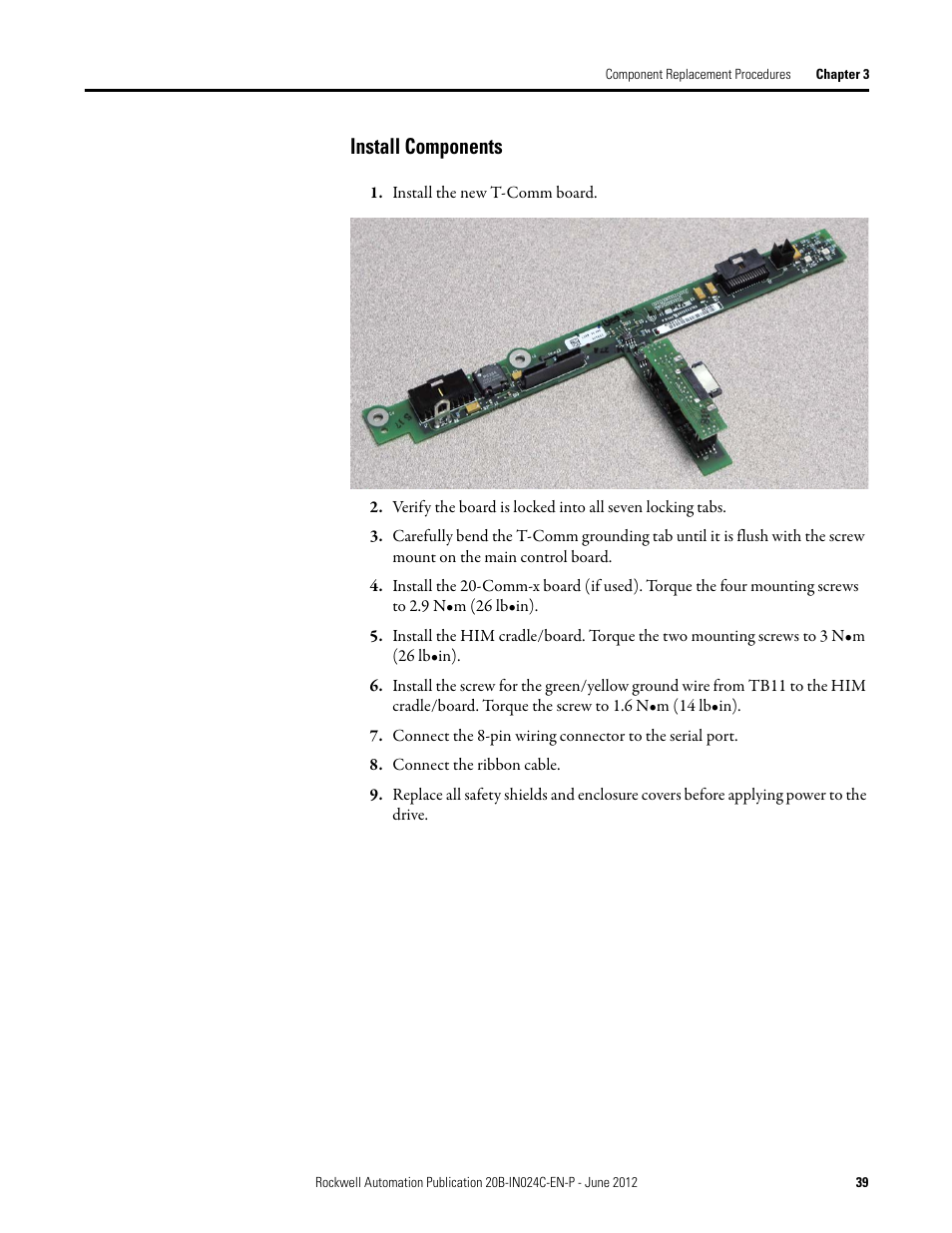 Install components | Rockwell Automation 20B PowerFlex 700 Drive Components Replacement - Frame 8 User Manual | Page 39 / 76