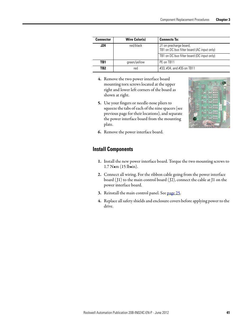 Install components | Rockwell Automation 20B PowerFlex 700 Drive Components Replacement - Frame 8 User Manual | Page 41 / 76