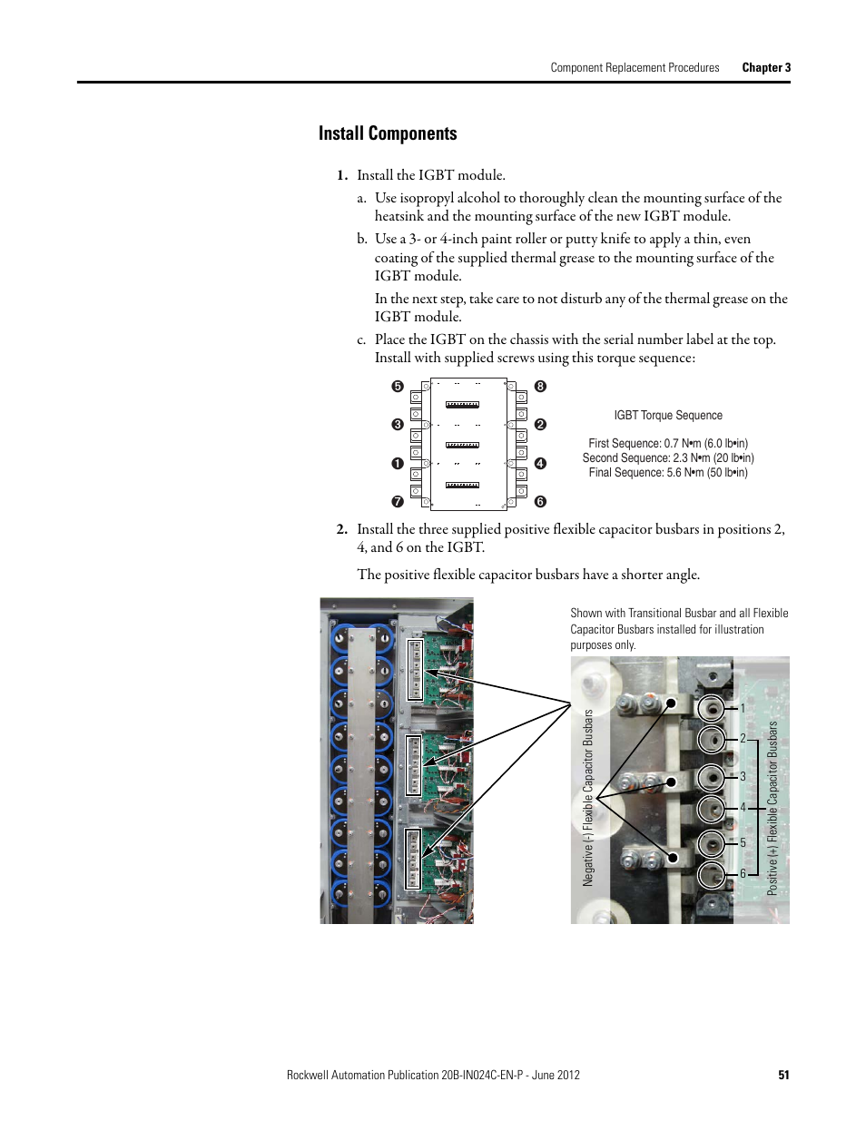 Install components | Rockwell Automation 20B PowerFlex 700 Drive Components Replacement - Frame 8 User Manual | Page 51 / 76