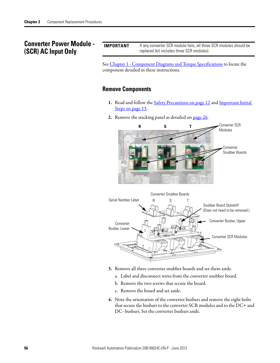 Converter power module - (scr) ac input only, Remove components | Rockwell Automation 20B PowerFlex 700 Drive Components Replacement - Frame 8 User Manual | Page 56 / 76