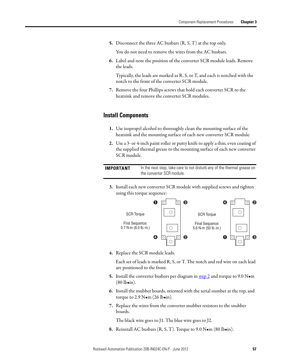 Install components | Rockwell Automation 20B PowerFlex 700 Drive Components Replacement - Frame 8 User Manual | Page 57 / 76