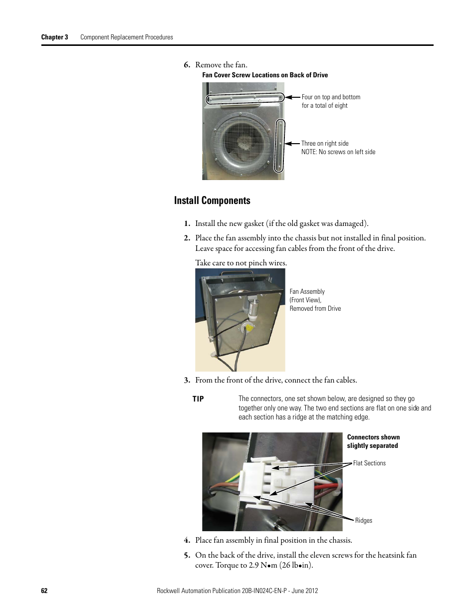 Install components | Rockwell Automation 20B PowerFlex 700 Drive Components Replacement - Frame 8 User Manual | Page 62 / 76