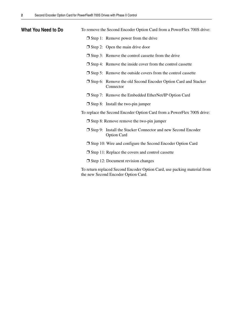 What you need to do | Rockwell Automation 20D-P2-ENCO PowerFlex 700S Drive Phase II Control Second Encoder Option Card User Manual | Page 2 / 12