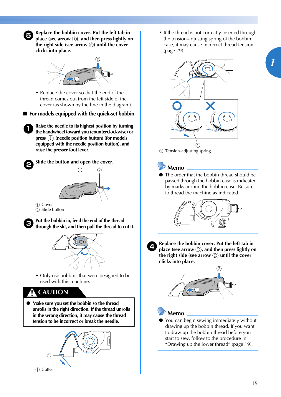Caution | Brother MS-4 User Manual | Page 17 / 72