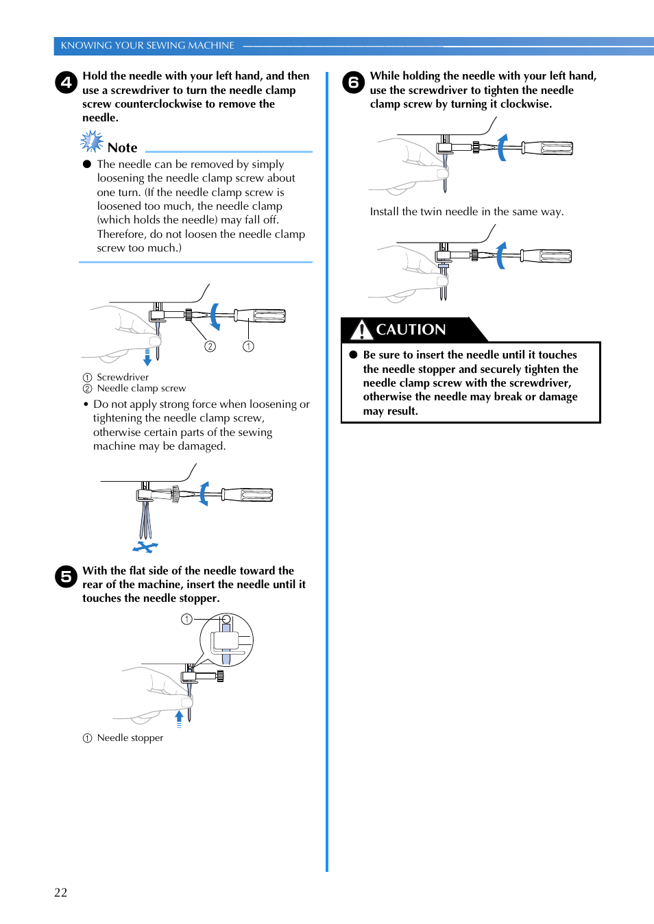 Caution | Brother MS-4 User Manual | Page 24 / 72
