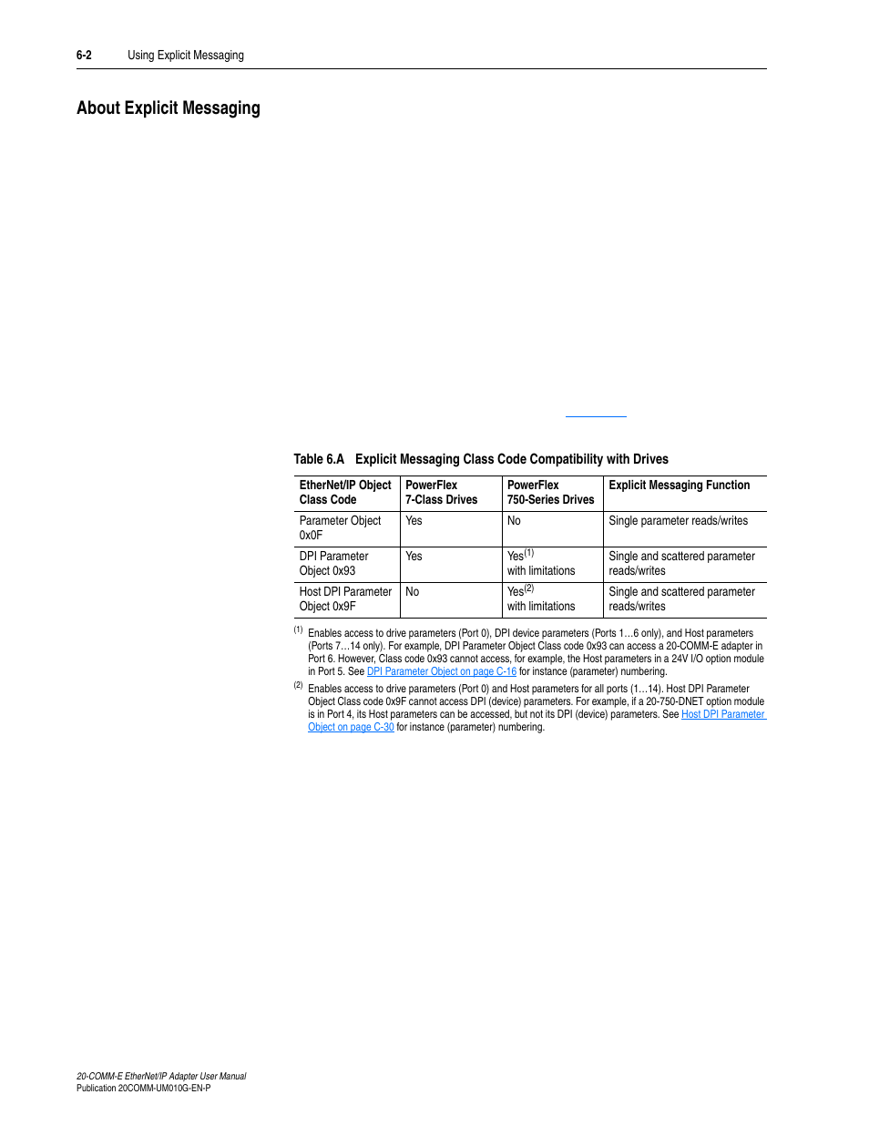 About explicit messaging, About explicit messaging -2 | Rockwell Automation 20-COMM-E PowerFlex EtherNet/IP Adapter User Manual | Page 128 / 296