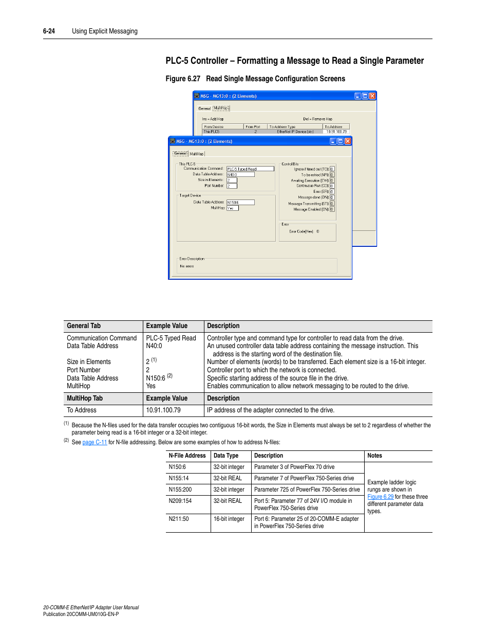 Figure 6.27, Table sho | Rockwell Automation 20-COMM-E PowerFlex EtherNet/IP Adapter User Manual | Page 150 / 296