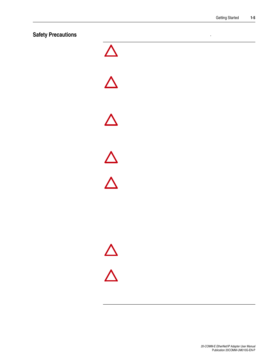 Safety precautions, Safety precautions -5 | Rockwell Automation 20-COMM-E PowerFlex EtherNet/IP Adapter User Manual | Page 19 / 296