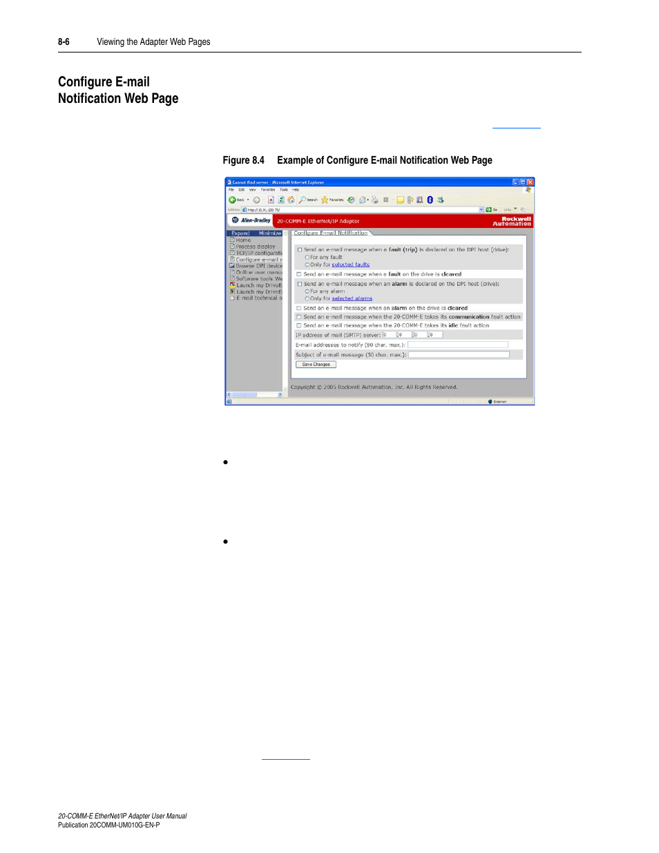 Configure e-mail | Rockwell Automation 20-COMM-E PowerFlex EtherNet/IP Adapter User Manual | Page 214 / 296