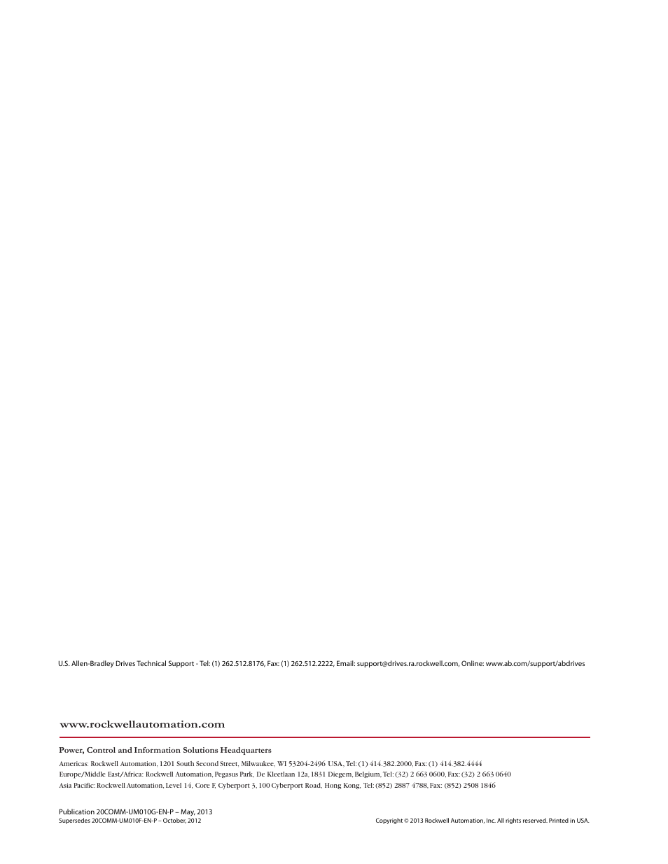 Publication 20comm-um010g-en-p | Rockwell Automation 20-COMM-E PowerFlex EtherNet/IP Adapter User Manual | Page 296 / 296