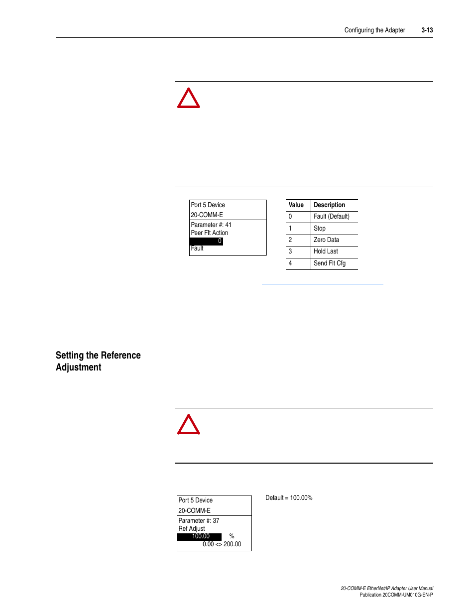 Setting the reference adjustment, Setting the reference adjustment -13 | Rockwell Automation 20-COMM-E PowerFlex EtherNet/IP Adapter User Manual | Page 41 / 296