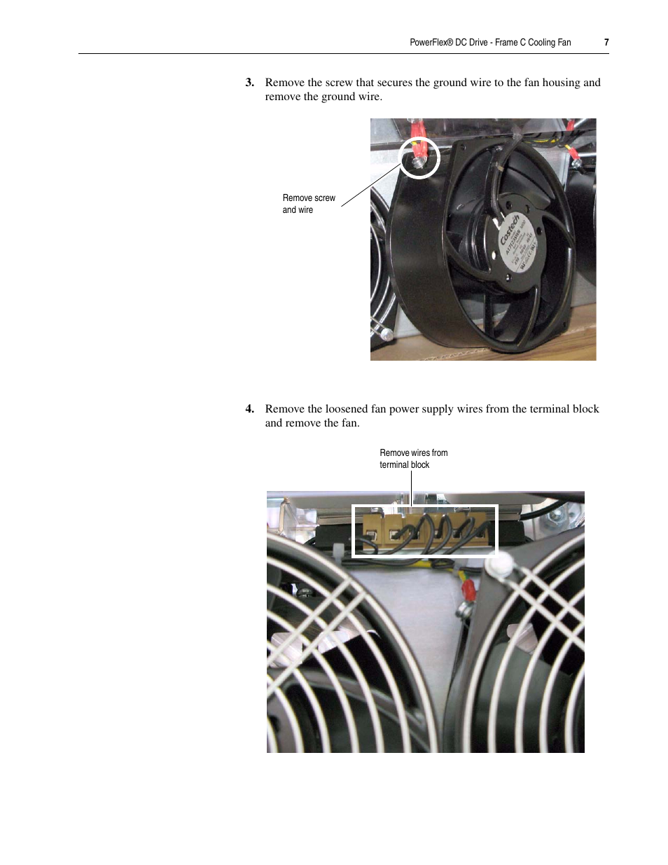 Rockwell Automation 20P PowerFlex DC Drive - Frame C Cooling Fan User Manual | Page 7 / 10