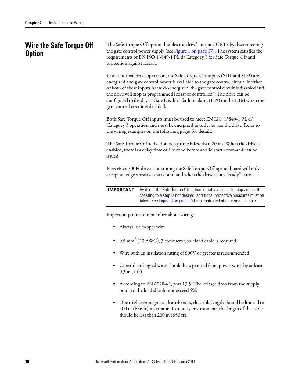 Wire the safe torque off option | Rockwell Automation 20C-DG01 PowerFlex 700H AC Drive Safe Torque Off Option User Manual | Page 16 / 28