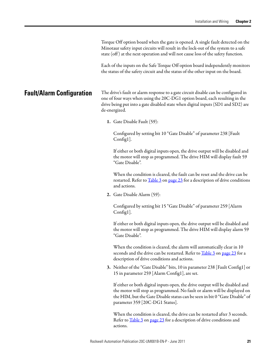 Fault/alarm configuration | Rockwell Automation 20C-DG01 PowerFlex 700H AC Drive Safe Torque Off Option User Manual | Page 21 / 28