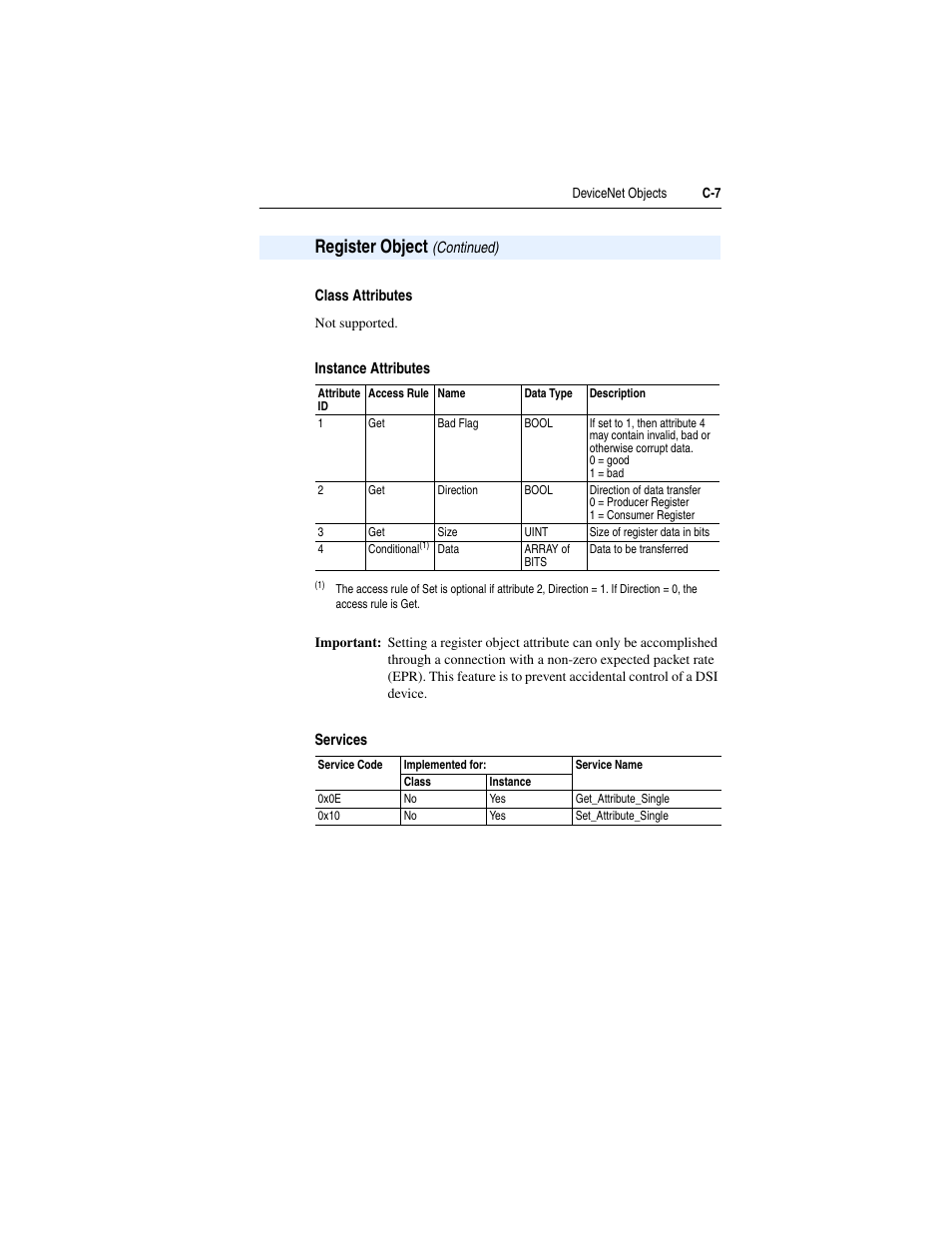 Register object | Rockwell Automation 22-COMM-D DeviceNet Adapter User Manual | Page 115 / 140