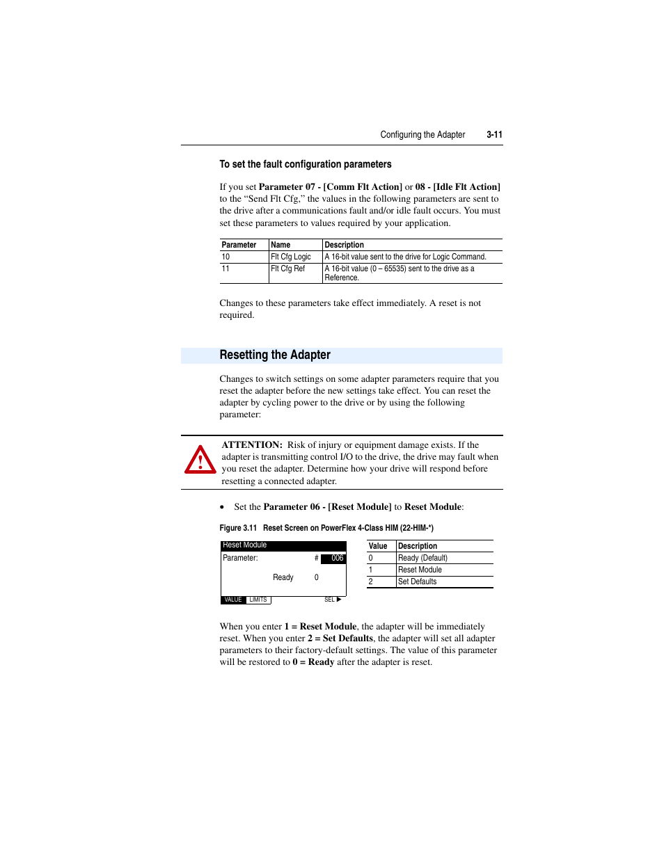 Resetting the adapter, Resetting the adapter -11, R to | Rockwell Automation 22-COMM-D DeviceNet Adapter User Manual | Page 35 / 140