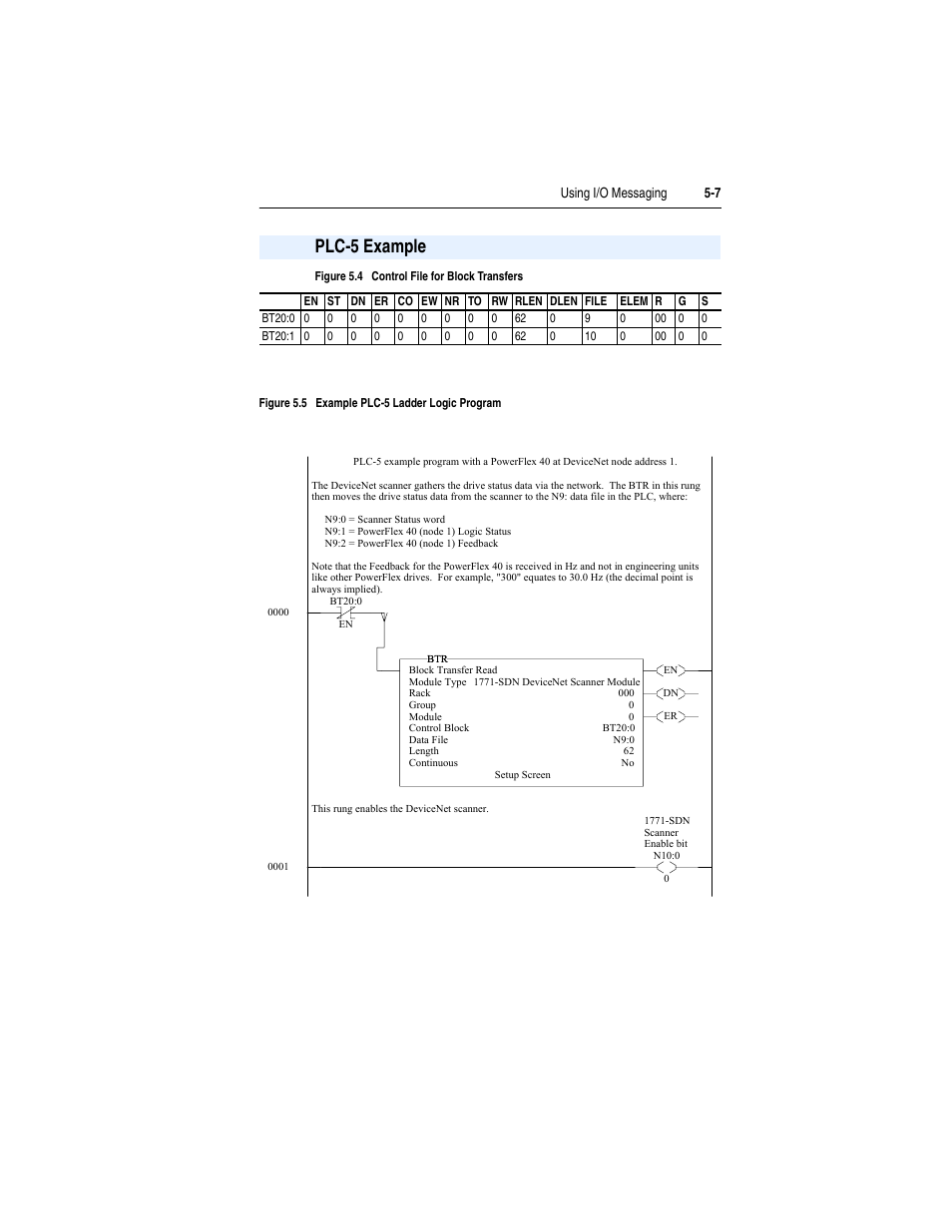 Plc-5 example, Plc-5 example -7 | Rockwell Automation 22-COMM-D DeviceNet Adapter User Manual | Page 51 / 140