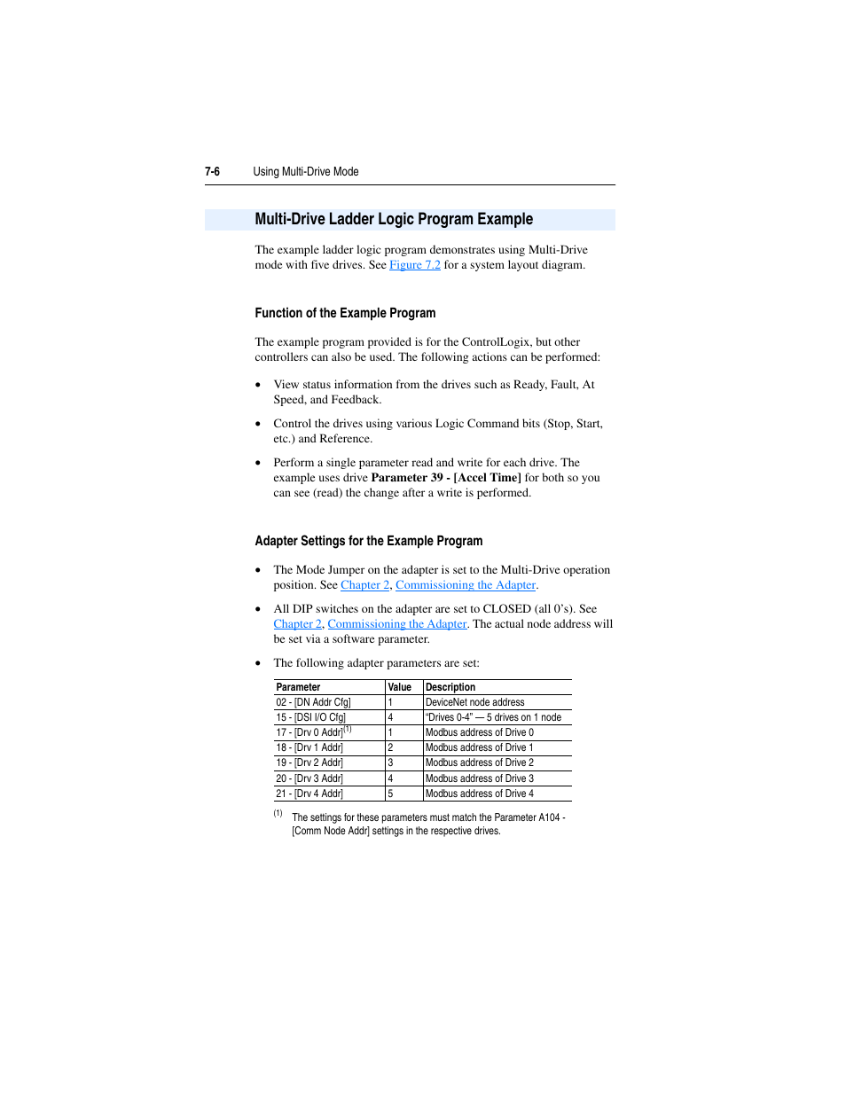 Multi-drive ladder logic program example, Multi-drive ladder logic program example -6 | Rockwell Automation 22-COMM-D DeviceNet Adapter User Manual | Page 78 / 140