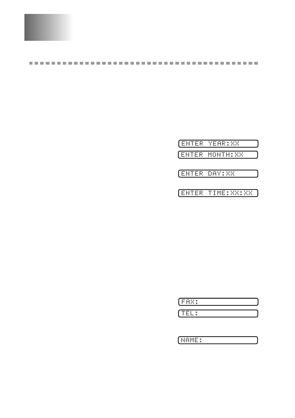 Initial setup, Getting started, Setting date and time | Setting station id, Initial setup -1, Getting started -1, Setting date and time -1 setting station id -1 | Brother MFC 4300 User Manual | Page 42 / 174