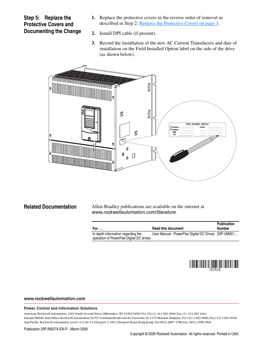 Related documentation, Pub. no. - date | Rockwell Automation 20P PowerFlex DC Drive - Frame C AC Current Transducers User Manual | Page 12 / 12