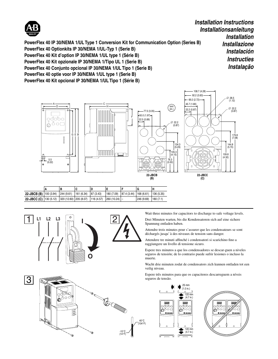 Rockwell Automation 22B PowerFlex 40 IP30 Conversion for Comm Option User Manual | 2 pages