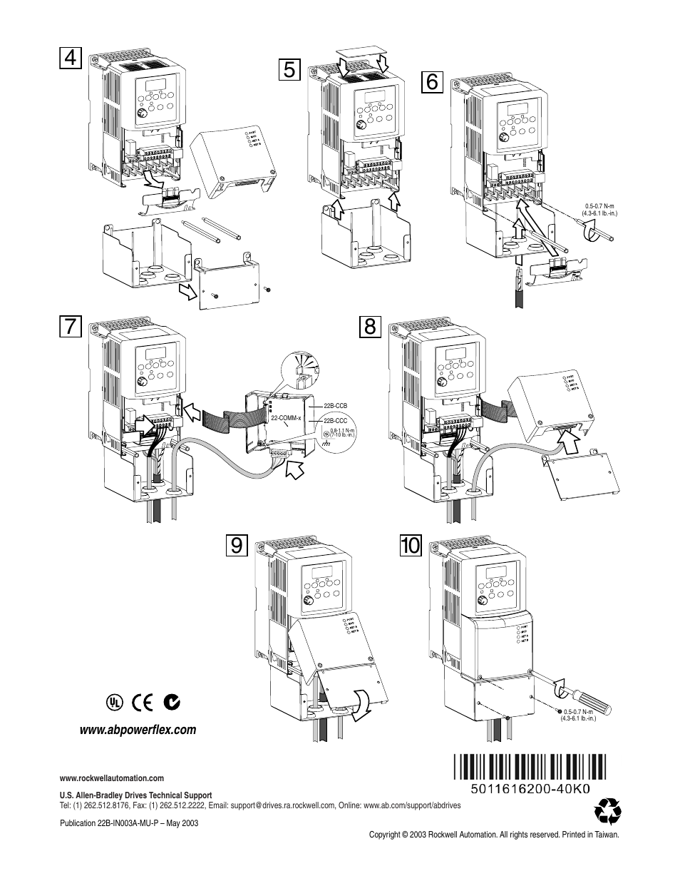 Rockwell Automation 22B PowerFlex 40 IP30 Conversion for Comm Option User Manual | Page 2 / 2
