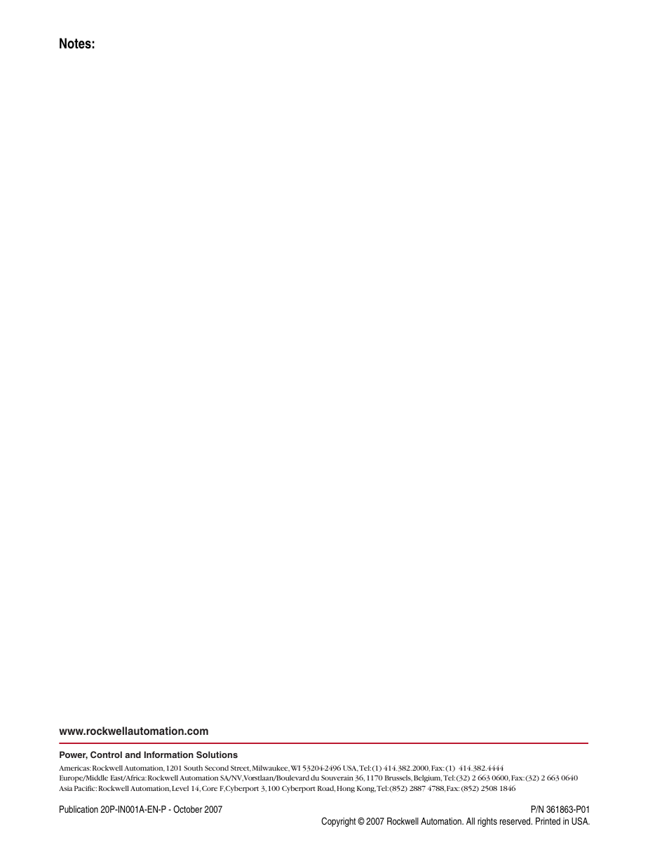 Pub. no. - date | Rockwell Automation 20P PowerFlex DC Drive Cover and HIM Assembly Installation Instructions User Manual | Page 6 / 6