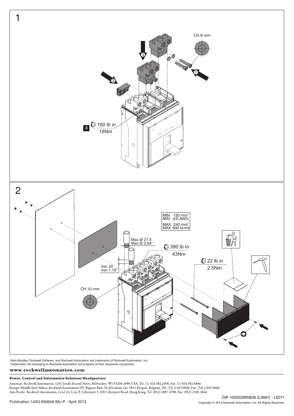 Rockwell Automation 140U K-Frame CB Instruction Leaflet for Thermal Magnetic Trip Units User Manual | Page 2 / 2