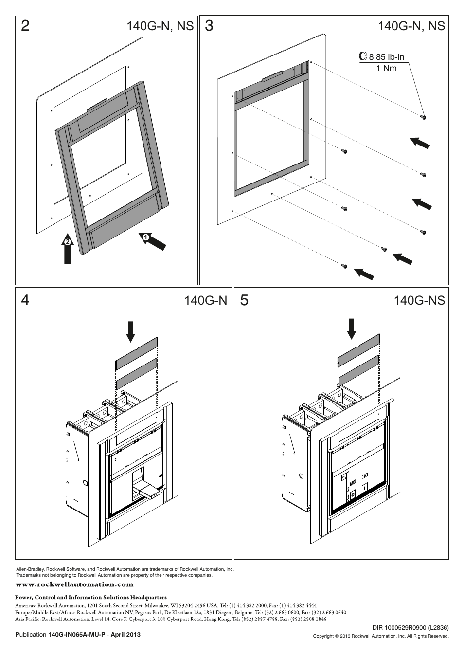 140g-n, ns, 140g-ns, 140g-n | Rockwell Automation 140G-N-EP Flange for Compartment Door User Manual | Page 2 / 2