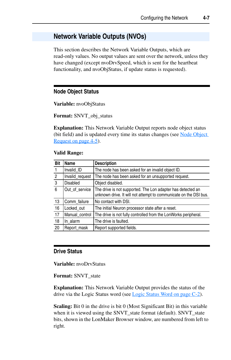 Network variable outputs (nvos), Network variable outputs (nvos) -7 | Rockwell Automation 22-COMM-L LonWorks Adapter User Manual | Page 35 / 80