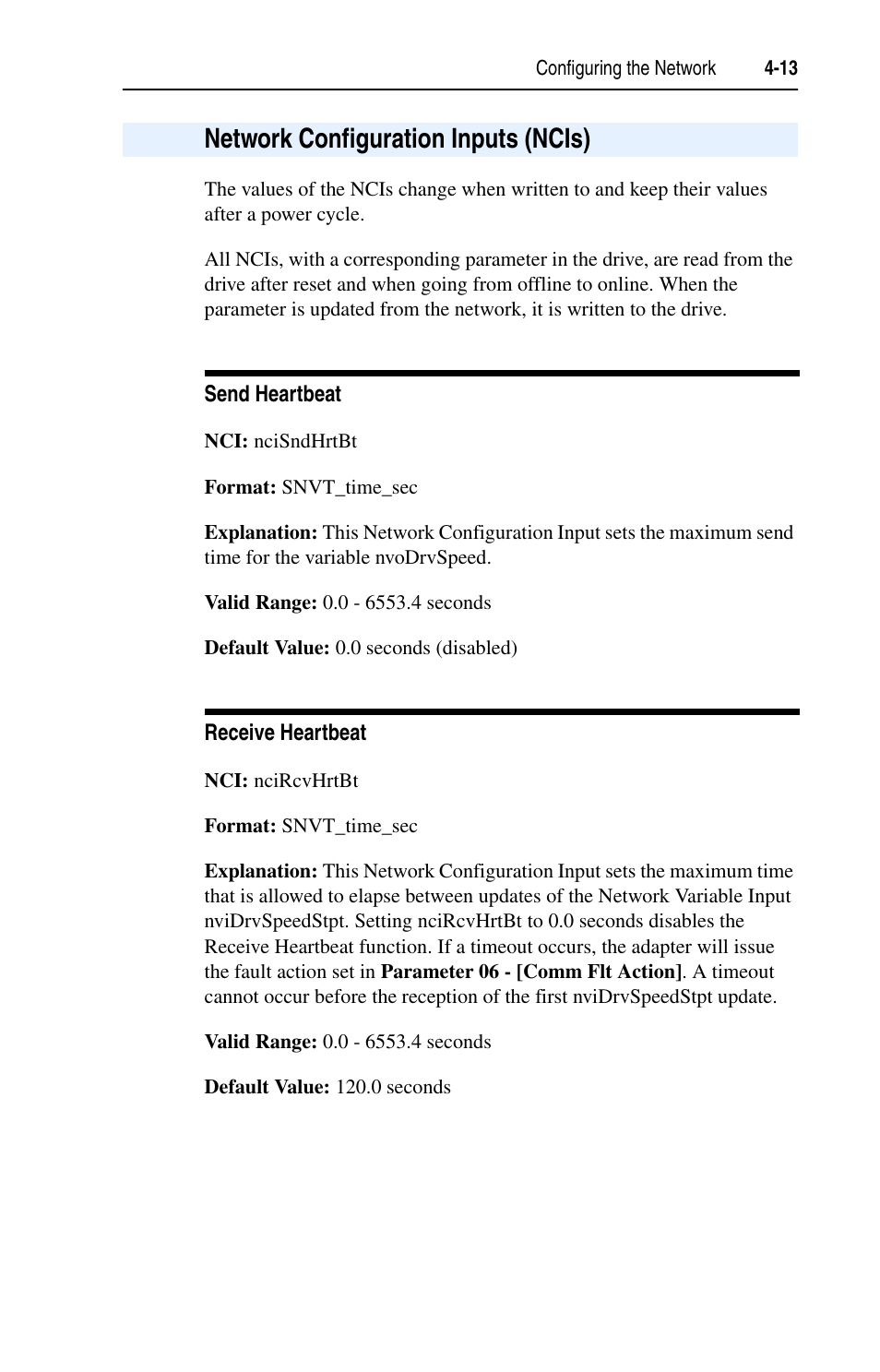 Network configuration inputs (ncis), Network configuration inputs (ncis) -13 | Rockwell Automation 22-COMM-L LonWorks Adapter User Manual | Page 41 / 80