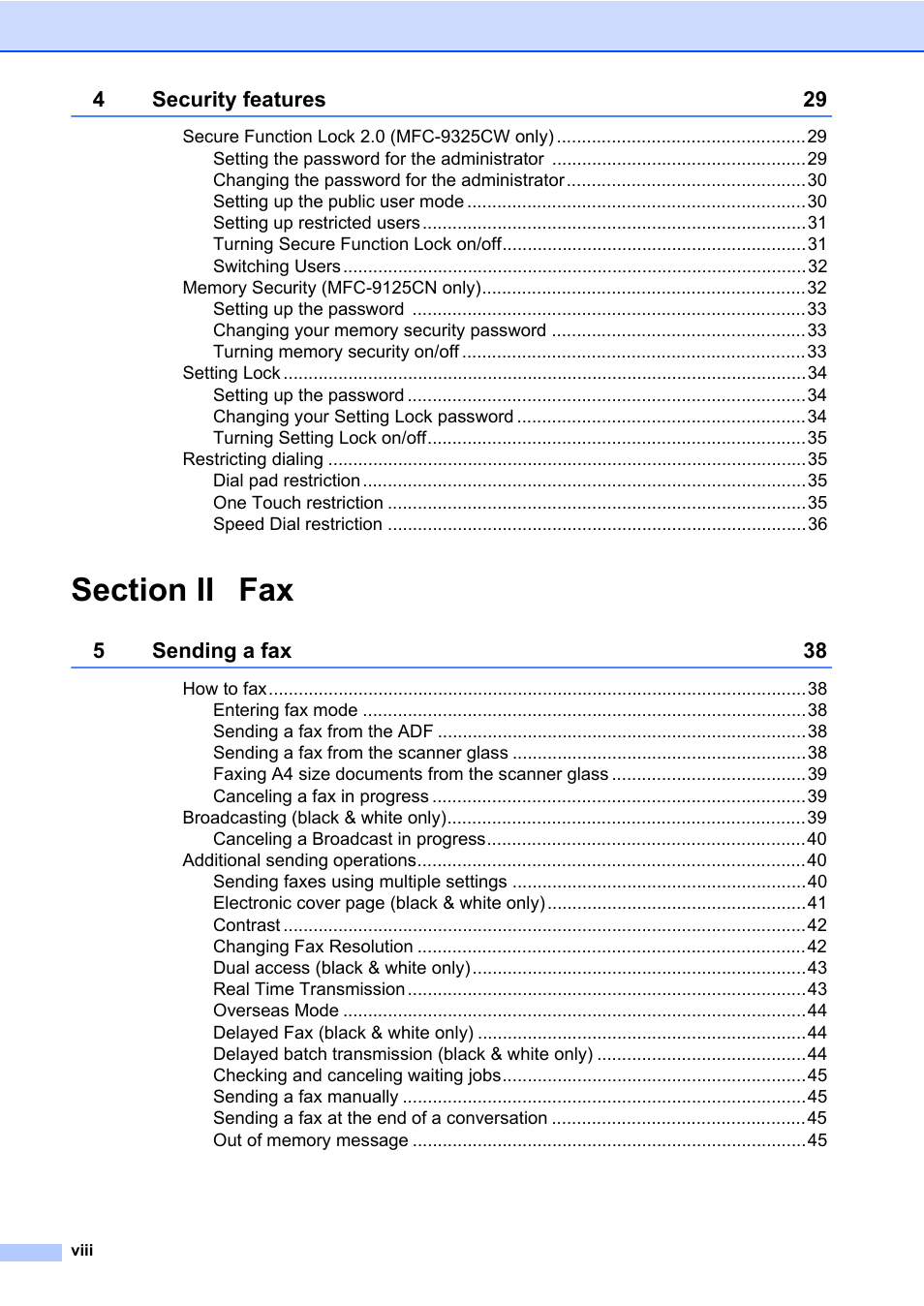 Brother Fax Machine/Multi-Function Center MFC-9125CN User Manual | Page 10 / 267