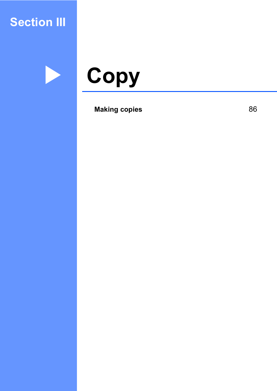 Section iii: copy, Section iii copy, Copy | Brother Fax Machine/Multi-Function Center MFC-9125CN User Manual | Page 101 / 267