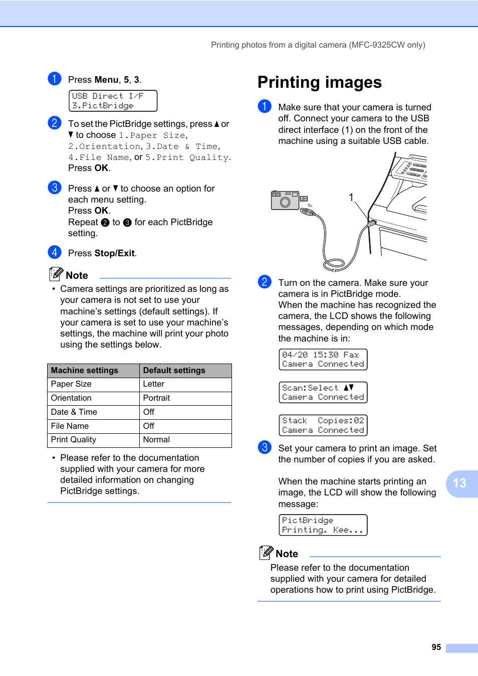 Printing images | Brother Fax Machine/Multi-Function Center MFC-9125CN User Manual | Page 111 / 267