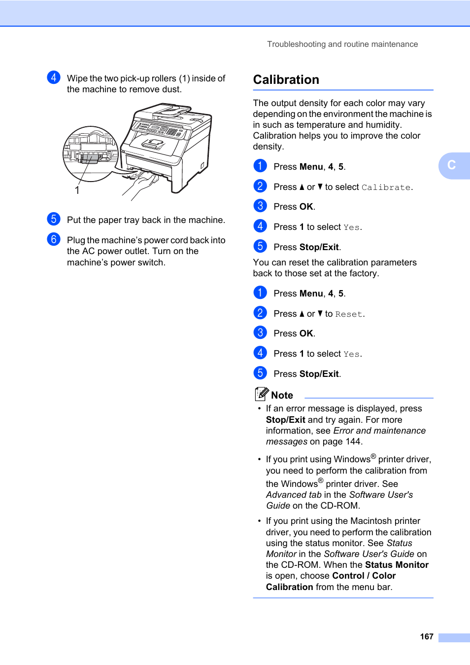Calibration | Brother Fax Machine/Multi-Function Center MFC-9125CN User Manual | Page 183 / 267