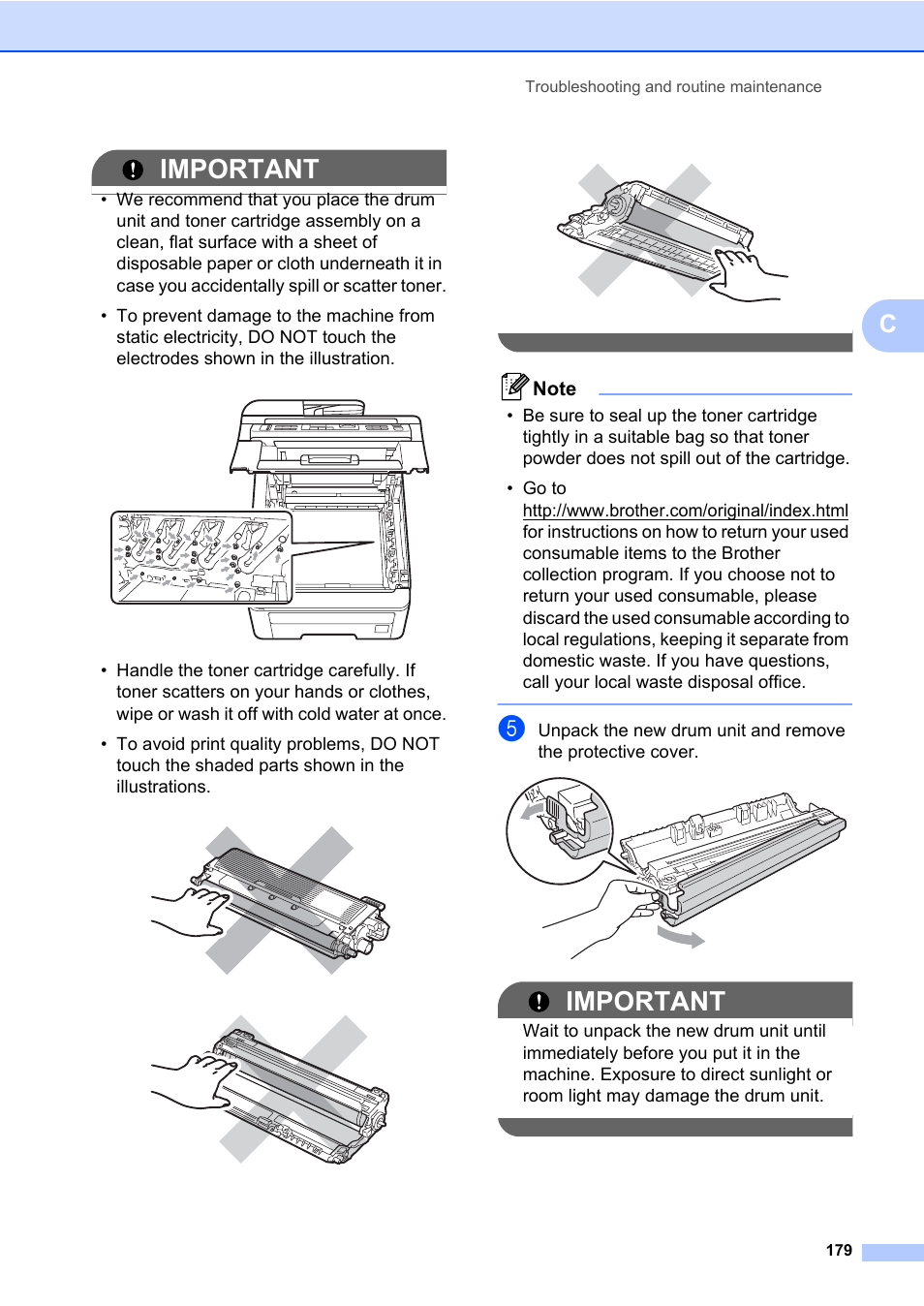 Important | Brother Fax Machine/Multi-Function Center MFC-9125CN User Manual | Page 195 / 267