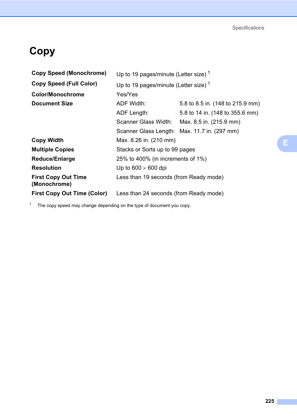 Copy | Brother Fax Machine/Multi-Function Center MFC-9125CN User Manual | Page 241 / 267