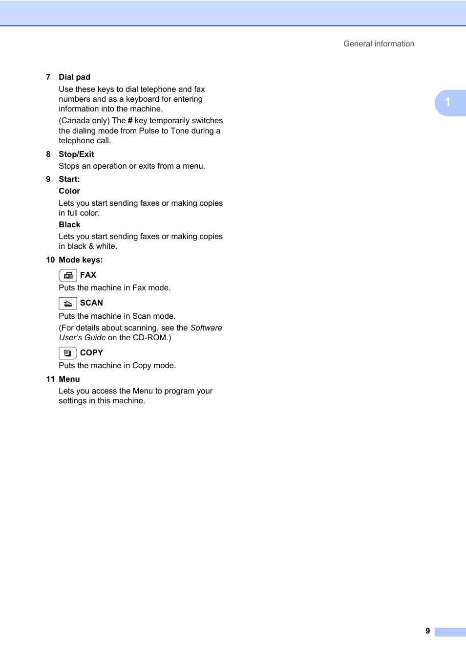 Brother Fax Machine/Multi-Function Center MFC-9125CN User Manual | Page 25 / 267