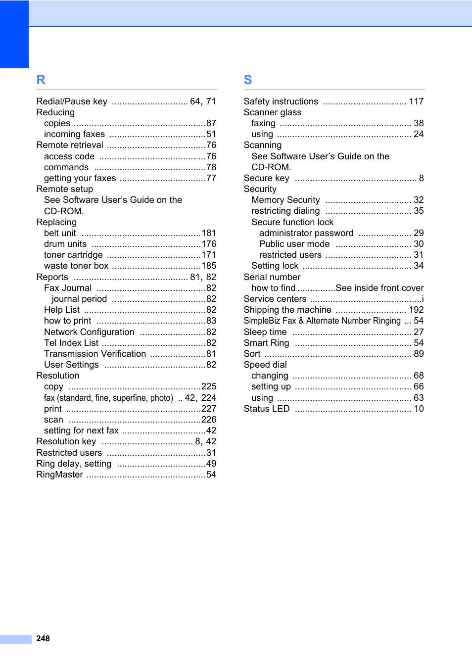Brother Fax Machine/Multi-Function Center MFC-9125CN User Manual | Page 264 / 267